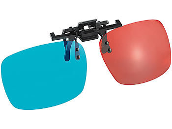 3D Brillenaufsatz: Somikon 3D-Aufsatz für Brillenträger, Anaglyphen-Technologie, Rot/Blau