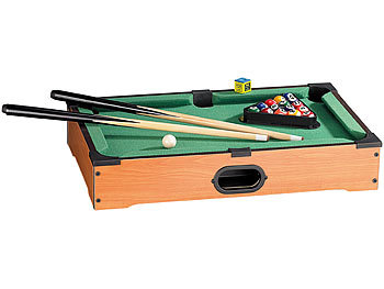 Billiard: Playtastic Mini Billardtisch mit 2 Queues & 16 Kugeln