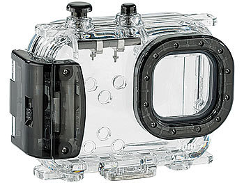 Unterwasserhüllen Kamera: Somikon Universal-Unterwassergehäuse bis 40 m, Objektiv links