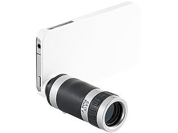 Somikon 6x Teleobjektiv-Aufsatz mit Schutzhülle iPhone 4/4s, weiß