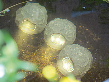 Lunartec Unterwasser-Leuchten "U-Stones Trio"mit Solarstation, 3er-Set