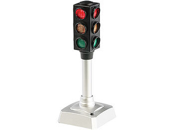 LED Ampel: PEARL LED-Verkehrsampel, batteriebetrieben, blinkt auf Knopfdruck
