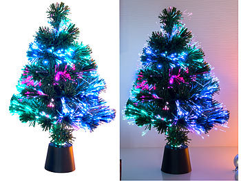 Mini LED Weihnachtsbaum: Lunartec Deko-Tannenbaum, dreifarbige LED-Beleuchtung, Batteriebetrieb, 45 cm