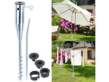 Schirmständer: Royal Gardineer Universal Stahl-Sonnenschirmständer mit Bodendübel, Ø bis 66 mm