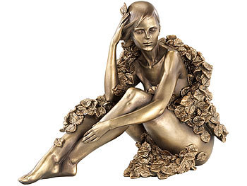 Dekofigur: Carlo Milano Sitzende Frauen-Statuette, Kunstharz-Guss in Bronzeoptik