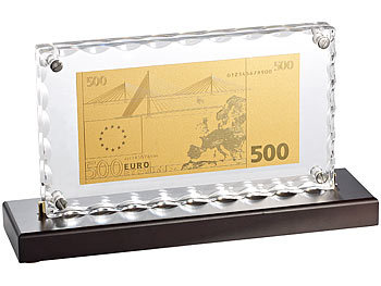 St. Leonhard Vergoldete Banknoten-Replik 500 Euro mit Aufsteller