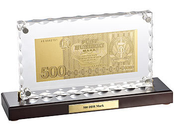 Geldschein: St. Leonhard Vergoldete Banknoten-Replik 500 DDR-Mark mit Aufsteller