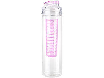 Rosenstein & Söhne Trinkflasche, Wasserflasche mit Fruchtbehälter, Tritan, BPA-frei, pink