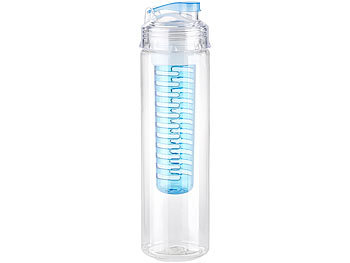 Rosenstein & Söhne Trinkflasche, Wasserflasche mit Fruchtbehälter, Tritan, BPA-frei, blau