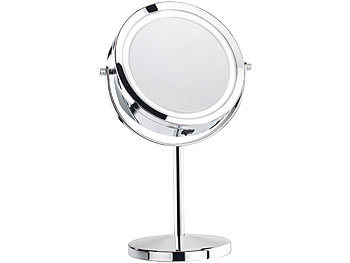 Spiegel beleuchtet: Sichler Beauty Stand-Kosmetikspiegel mit 18 LED, 3-fache Vergrößerung