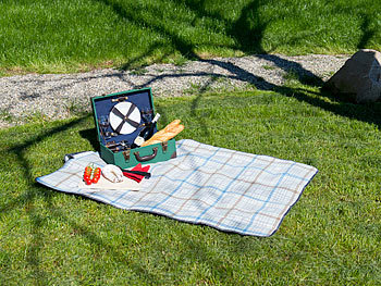 PEARL Fleece-Picknick-Decke mit wasserabweisender Unterseite, 140 x 100 cm
