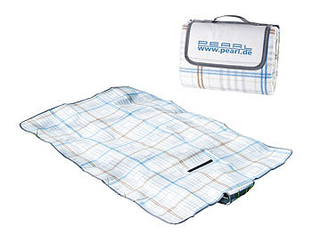 Picknickdecke Microfaser: PEARL Fleece-Picknick-Decke mit wasserabweisender Unterseite, 140 x 100 cm