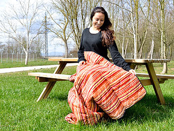 PEARL 2er-Set 3in1-Multi-Picknickdecken mit Sitzkissen & Zudecke, 150x130 cm