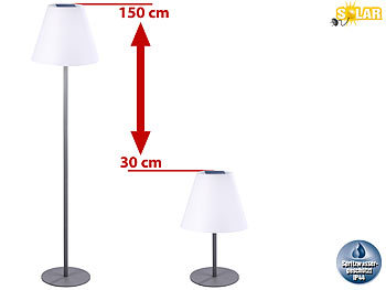 Akku Stehlampe: Lunartec Kabellose Solar-LED-Tisch- & Stehleuchte, 1,6 W, 50 lm, IP44