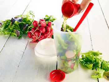 Rosenstein & Söhne Salat-to-go-Becher mit Dressingbehälter & Gabel, ideal auch für Obst