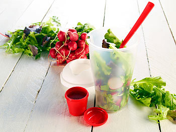 Rosenstein & Söhne Salat-to-go-Becher mit Dressingbehälter & Gabel, ideal auch für Obst