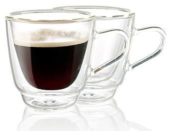 Espressotassen Glas: Cucina di Modena Doppelwandige Espresso-Tassen aus Glas, 2er-Set