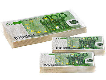 total Durchgeknallte Artikel: PEARL Imponier-Set 20 Taschentücher & 10 Servietten im 100-Euro-Design