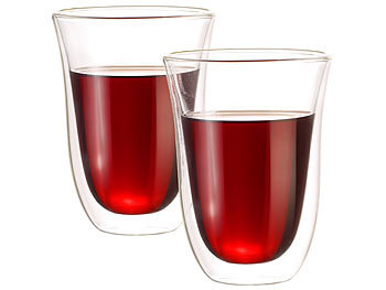 Teeglas: Cucina di Modena 2er-Set doppelwandige Trinkgläser, Borosilikat-Glas, spülmaschinenfest