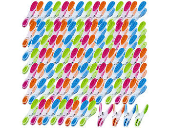 Softgrip-Wäscheklammern: PEARL Extra starke Wäscheklammern mit Soft-Grip, 100 Stück, in 4 Farben