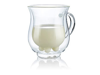 Milchkännchen: Cucina di Modena Doppelwandige Milchtasse mit witzigem Euterdesign, 200 ml