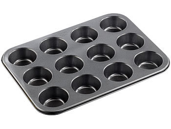 Muffinform: Rosenstein & Söhne Antihaftbeschichtetes Backblech für 12 Muffins mit 7 cm Durchmesser