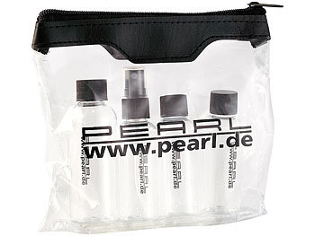 PEARL Reise-Reißverschluss-Tasche mit 4 Flaschen fürs Flug-Handgepäck