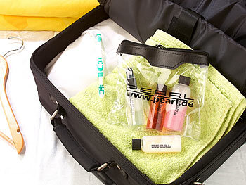 PEARL Reise-Reißverschluss-Tasche mit 4 Flaschen fürs Flug-Handgepäck