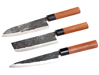 Messer: TokioKitchenWare 3-teiliges Messerset, handgefertigt, mit Echtholzgriff