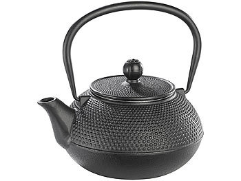 Teekanne Asien: Rosenstein & Söhne Asiatische Teekanne aus Gusseisen, 0,9 Liter, für säurearme Teesorten