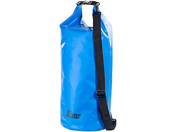 Strandtasche: Xcase Wasserdichter Packsack 25 Liter, blau, aus strapazierfähiger Lkw-Plane