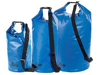 Seesack wasserdicht: Xcase Urlauber-Set wasserdichte Packsäcke 16/25/70 Liter, blau