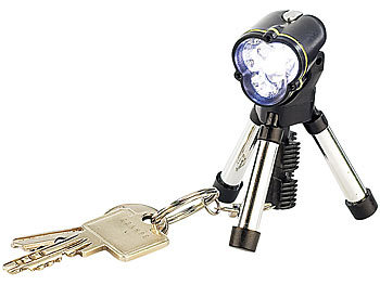 Lunartec LED-Mini-Stativ mit Schlüsselanhänger, neigbarer Lampenkopf, 85 mm