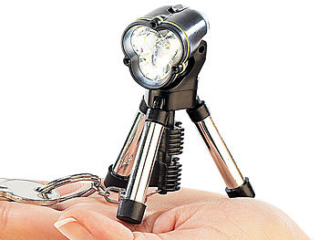 Lunartec LED-Mini-Stativ mit Schlüsselanhänger, neigbarer Lampenkopf, 85 mm