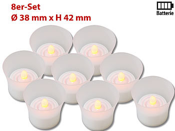 Lunartec LED-Teelichte inklusive eleganten Windgläsern, 8er-Set