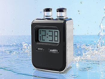 infactory Wasserbetriebene Digital-Uhr mit LCD-Display