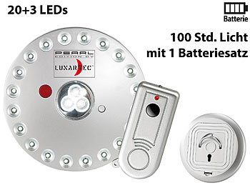 Batterielampe: Lunartec Rundleuchte mit 20+3 LEDs, inklusive Fernbedienung