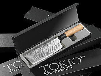 TokioKitchenWare Damast-Hackmesser NAKIRI mit 17,5cm Klinge