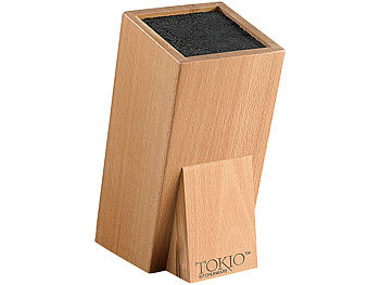 Messerständer: TokioKitchenWare Universal-Messerblock aus Holz mit Borsteneinsatz