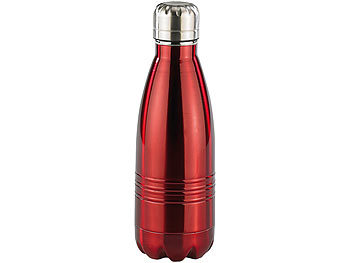 Trinkflaschen: Rosenstein & Söhne Doppelwandige Mini-Vakuum-Isolierflasche aus Edelstahl, 0,35 Liter