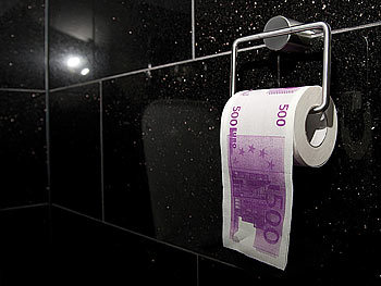 Klopapier: infactory Toilettenpapier mit aufgedruckten 500-Euro-Noten, 2-lagig, 200 Blatt
