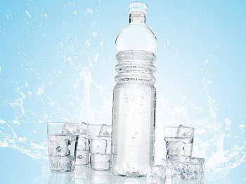 Rosenstein & Söhne Luftdichte Wasserflasche aus Glas m. 4 Trinkgläsern