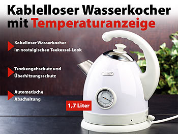Rosenstein & Söhne Wasserkocher WSK-250.rtr mit Temperaturanzeige, 1,7 Liter