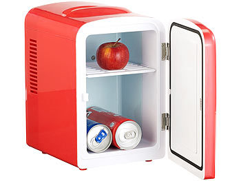 Rosenstein & Söhne Mini-Kühlschrank mit Warmhalte-Funktion, 4 Liter, für 12/230 Volt, rot