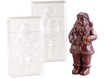 Süßigkeiten selbst Backen & Basteln: Rosenstein & Söhne 3D Schokoladen-Gussformen-Set XL-Weihnachtsmann