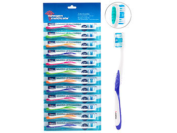 newgen medicals 12er-Pack Marken-Zahnbürsten mit Zungenreiniger, ULTRA-SOFT, 4 Farben