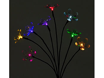 Lunartec Solar-LED-Lichterstrauch mit 8 Blüten und Erdspieß, multicolor, 50 cm
