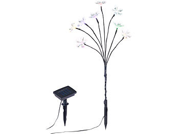Strauch mit beleuchtetem Zweig und Leuchtblüte als Gartenleuchte Pflanze Erdspiess