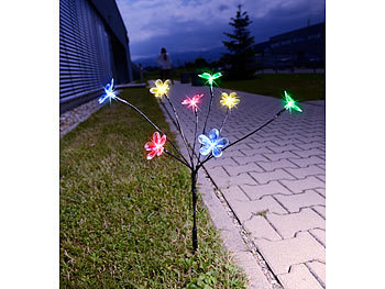 Lunartec Solar-LED-Lichterstrauch mit 8 Blüten und Erdspieß, multicolor, 50 cm