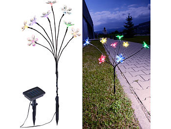 Lunartec 4er-Set Solar-LED-Lichtersträucher mit 8 Blüten und Erdspieß, 50 cm